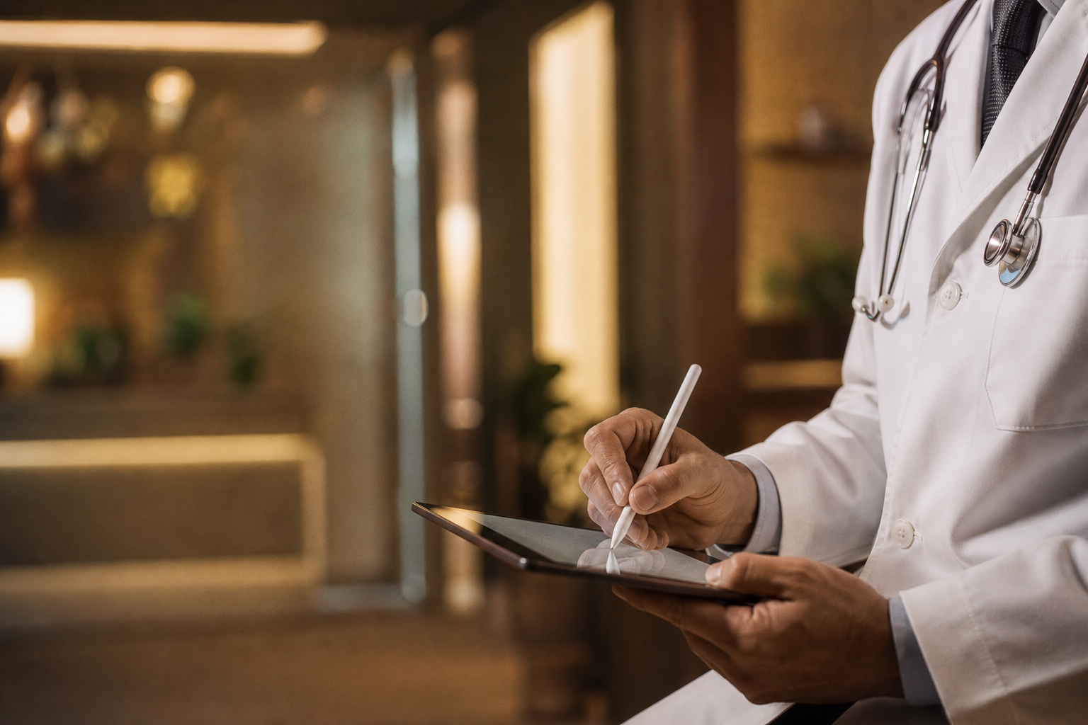A physician signing a digital order on a tablet